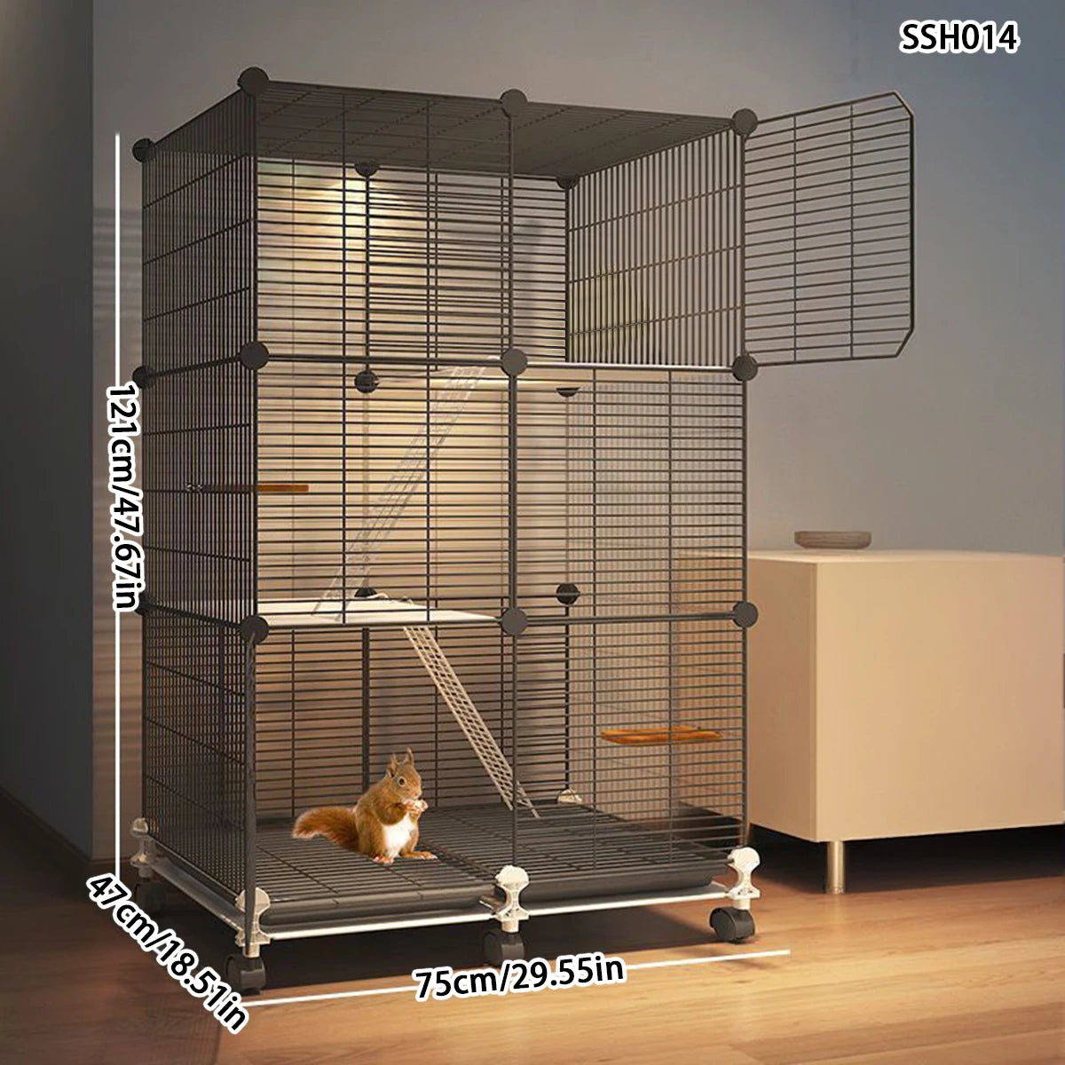 Squirrel Cage Large Three-Story Luxury House for Squirrels and Chinchillas