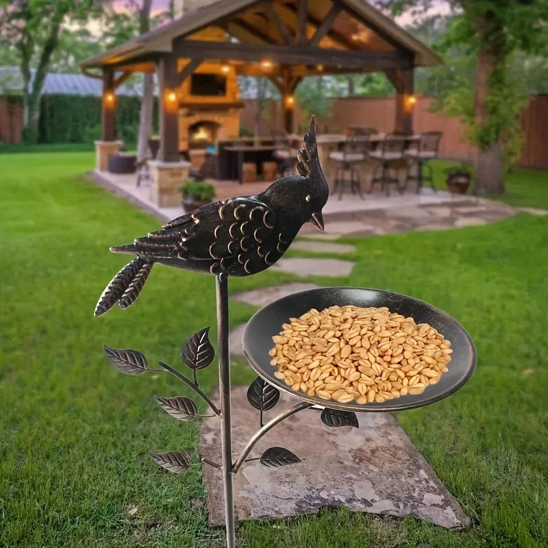 Metal Oriole Bird Feeder Stake, Waterproof Antique Copper