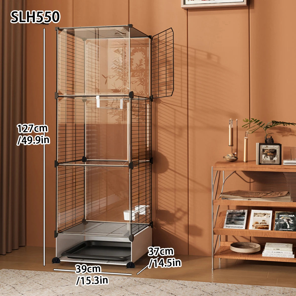 Large Luxury Bird Cage for Cockatiels and Mynas Splash-Proof Tiger Skin Design