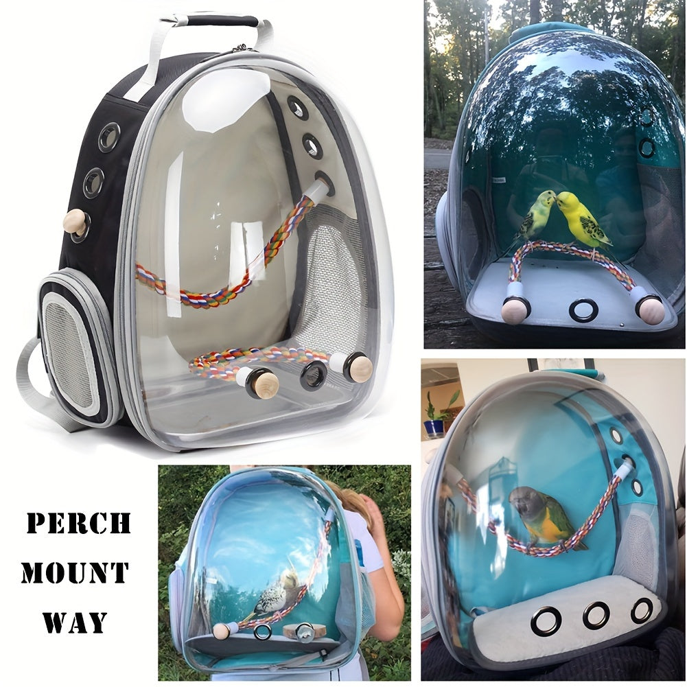 Bird Travel Carrier Backpack for Parakeets Budgies Cockatiels and Conures Zipper Closure Green Polyester