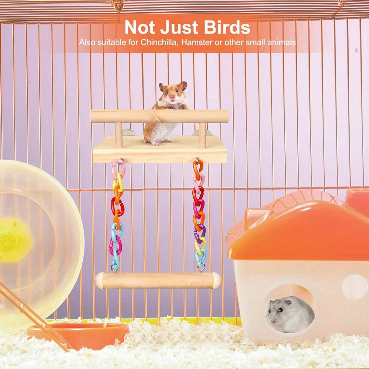 Bird Perches Cage Toys Parrot Wooden Platform Play Gym Exercise Stand with Acrylic Wood Swing Ferris Wheel Chewing for Green Cheeks Baby Lovebird Chinchilla Hamster Budgie