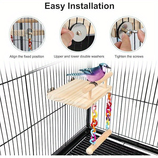 Bird Perches Cage Toys Parrot Wooden Platform Play Gym Exercise Stand with Acrylic Wood Swing Ferris Wheel Chewing for Green Cheeks Baby Lovebird Chinchilla Hamster Budgie