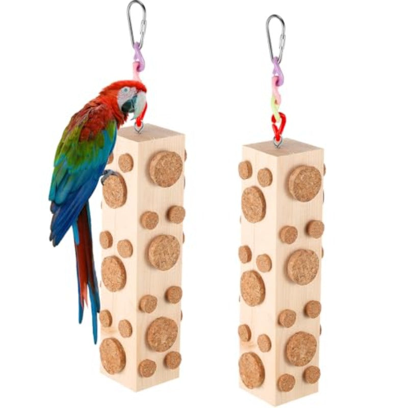 Solid Wood Oak Cork Bird Chew Toys For Macaws Parrots