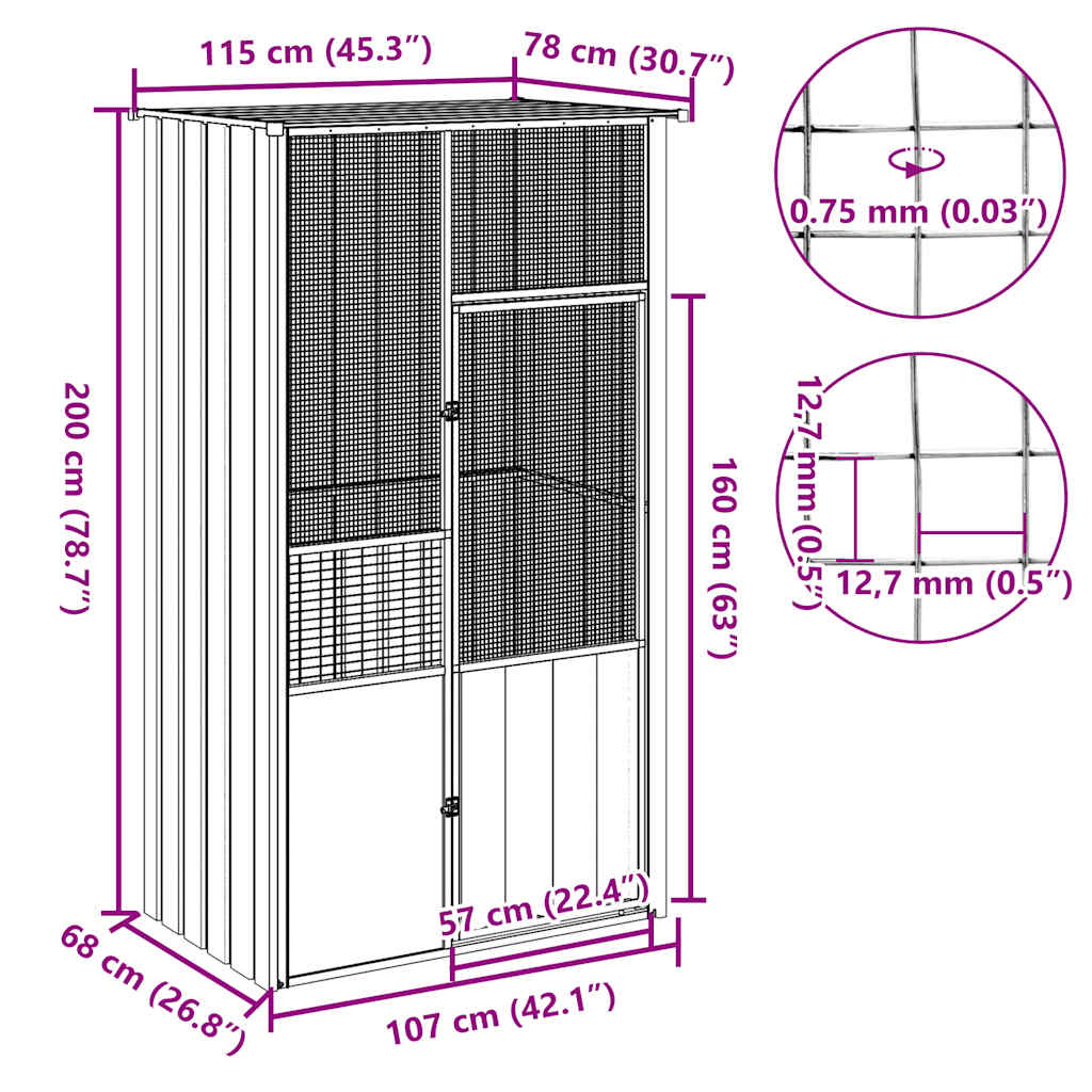 Large Outdoor Bird Cage Aviary for Parrots Made of Galvanized Steel