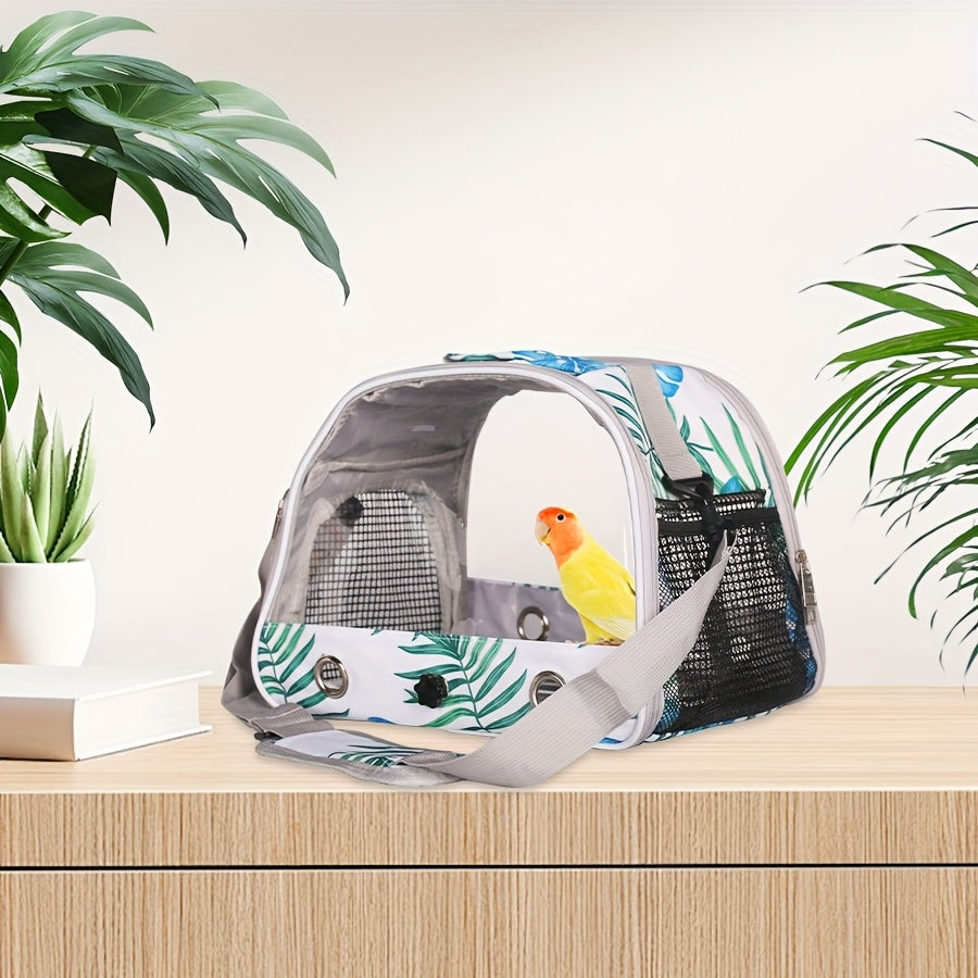 Bird Travel Carrier, Portable Small Bird Parrot Parakeet Carrier With Standing Perch AndMetal Tray Stand Perch, Side Access Window With Stand And Shoulder StrapCollapsible To Carry And Transport Birds