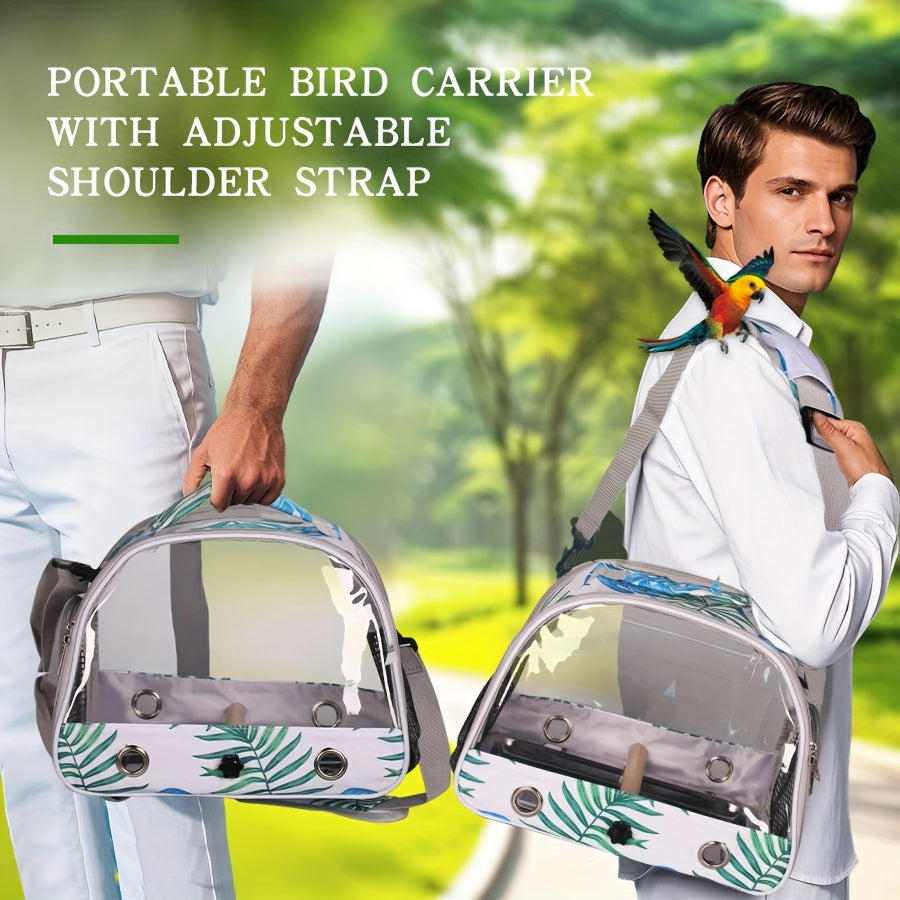 Bird Travel Carrier, Portable Small Bird Parrot Parakeet Carrier With Standing Perch AndMetal Tray Stand Perch, Side Access Window With Stand And Shoulder StrapCollapsible To Carry And Transport Birds