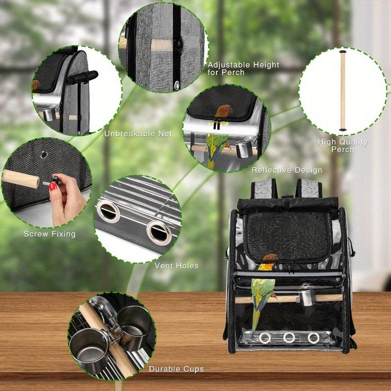 Bird Carrier Bag with Indestructible Stainless Steel Mesh