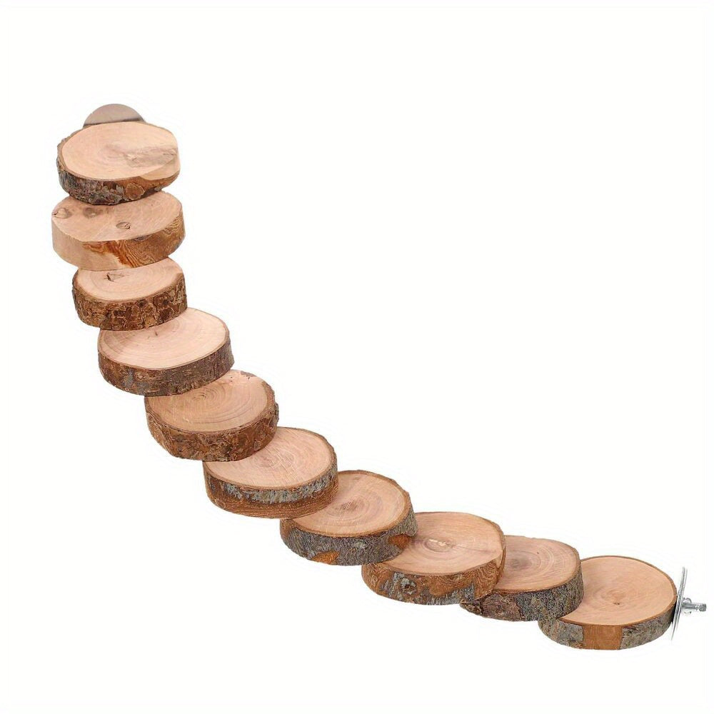 Natural Wood Parrot Ladder Toy for Small Birds Safe P