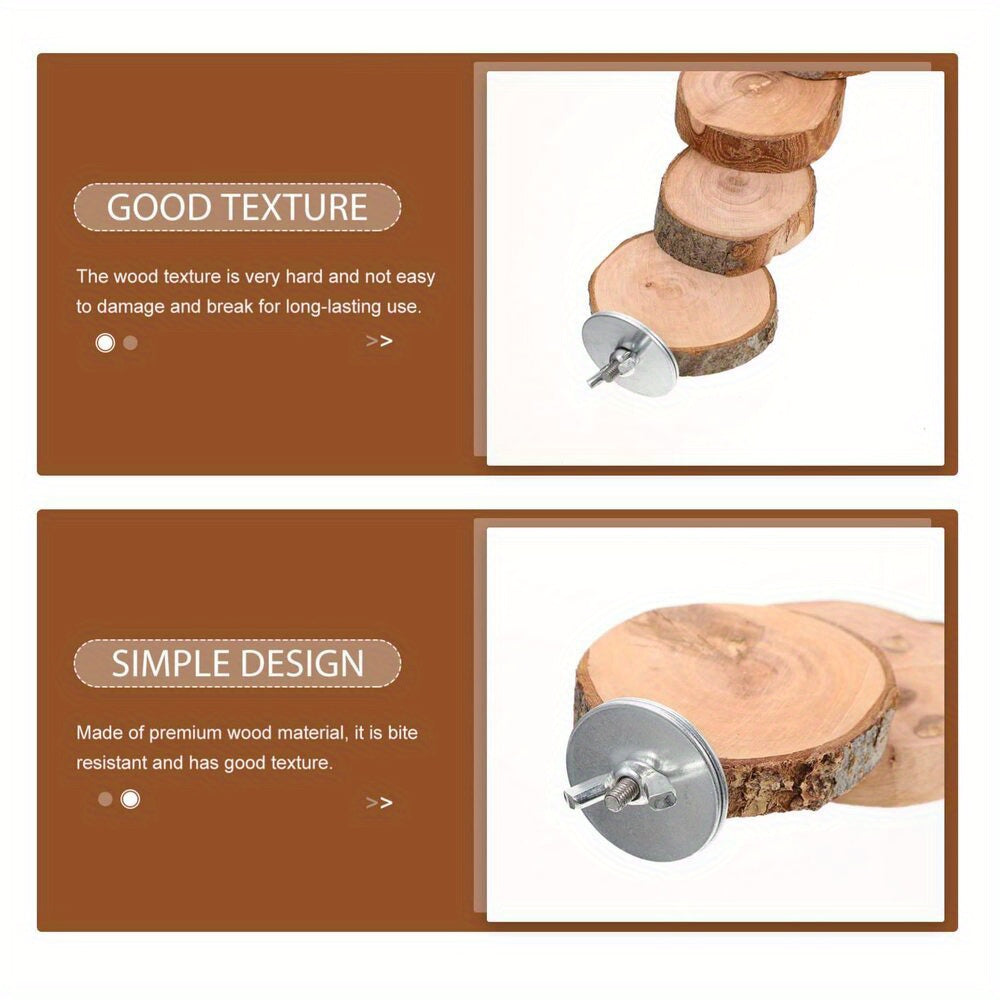 Natural Wood Parrot Ladder Toy for Small Birds Safe P