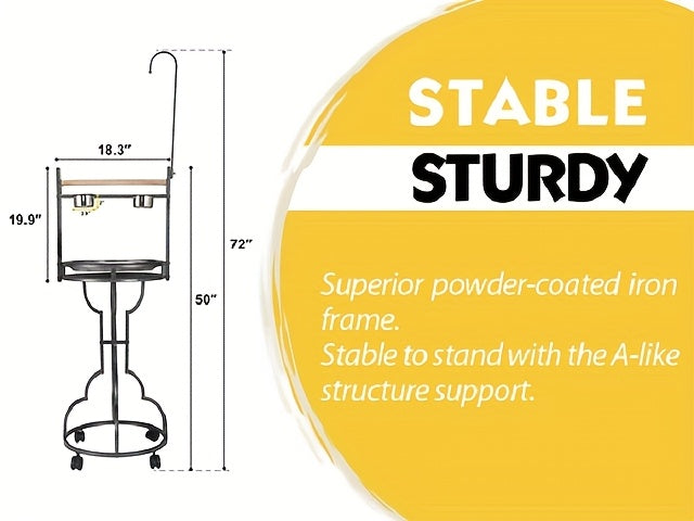 Iron Bird Stand With Toy Hook Parrot Perch Heavyduty