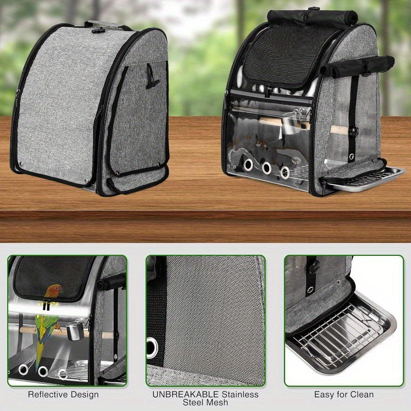 Bird Carrier Bag with Indestructible Stainless Steel Mesh