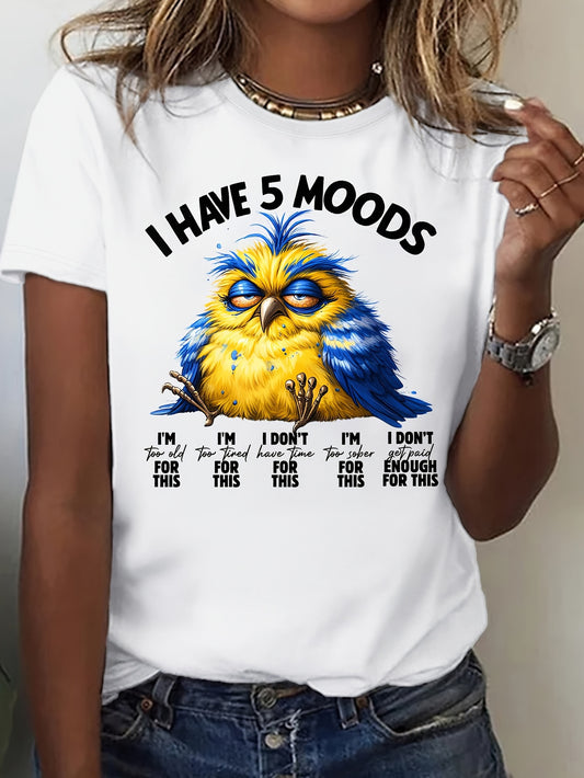 [Casual Outings] Women's Funny Sarcastic Bird Print T-Shirt