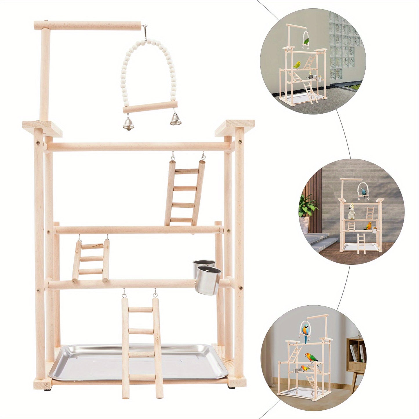 OUKANING Three Tier Bird Playstand Parrot Perch Gym
