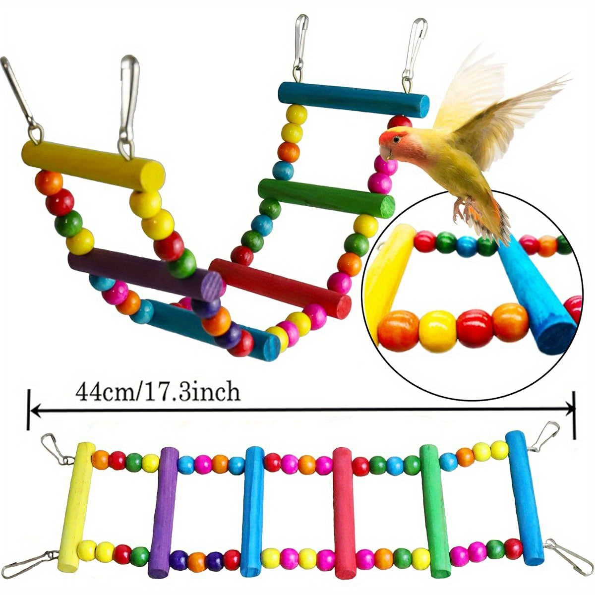 Bird Parakeet Cockatiel Toys Hammock Swing Climbing Ladders Wooden Perch Chewing Toy for Budgerigar Conures Love Birds Budgies