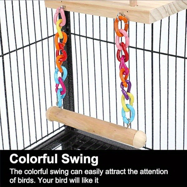 Bird Perches Cage Toys Parrot Wooden Platform Play Gym Exercise Stand with Acrylic Wood Swing Ferris Wheel Chewing for Green Cheeks Baby Lovebird Chinchilla Hamster Budgie