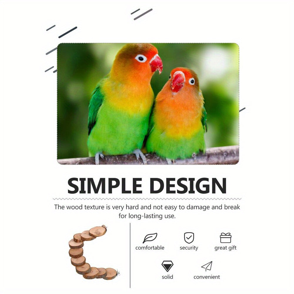 Natural Wood Parrot Ladder Toy for Small Birds Safe P