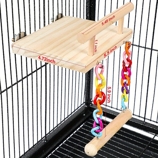 Bird Perches Cage Toys Parrot Wooden Platform Play Gym Exercise Stand with Acrylic Wood Swing Ferris Wheel Chewing for Green Cheeks Baby Lovebird Chinchilla Hamster Budgie