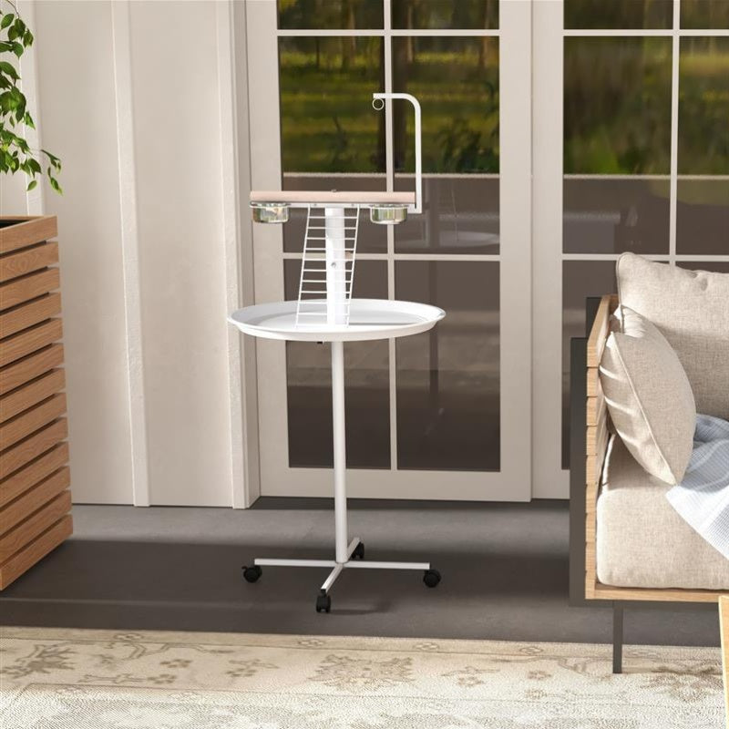 Bird Stand with Feeding Cups and Ladder for Parrots