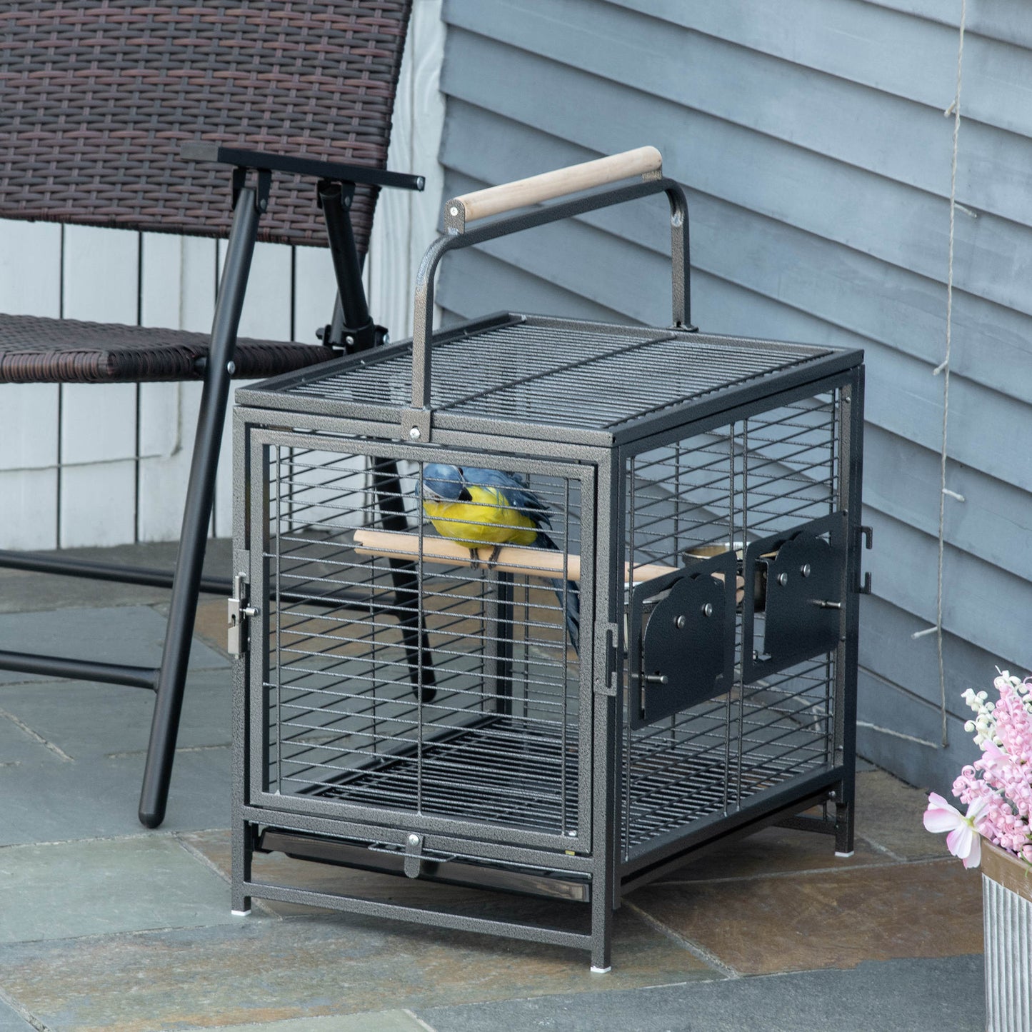 PawHut 18 Inch Heavy Duty Wrought Iron Bird Cage Carrier