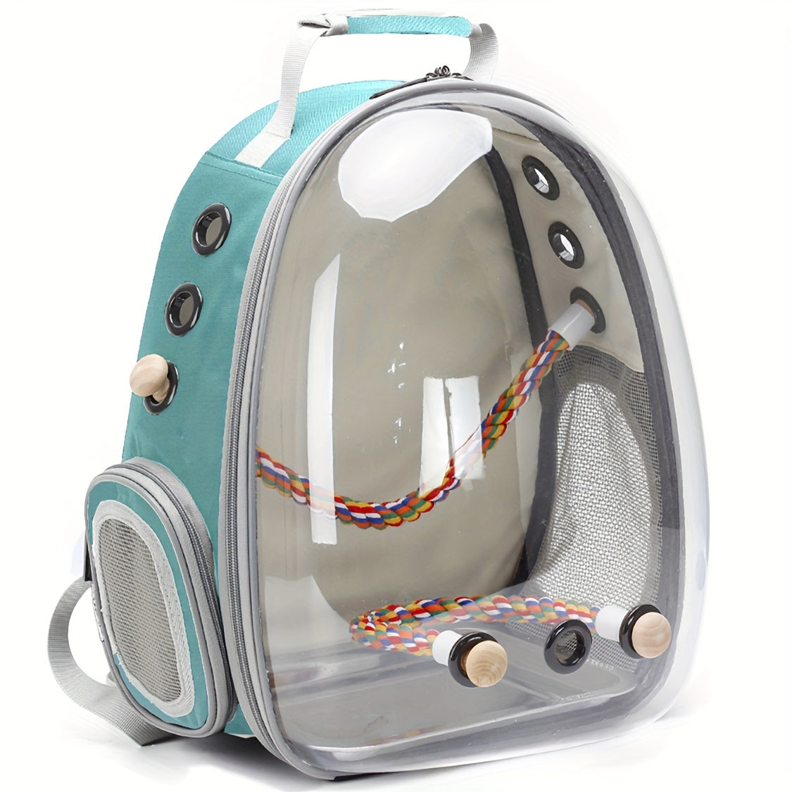 Bird Travel Carrier Backpack for Parakeets Budgies Cockatiels and Conures Zipper Closure Green Polyester
