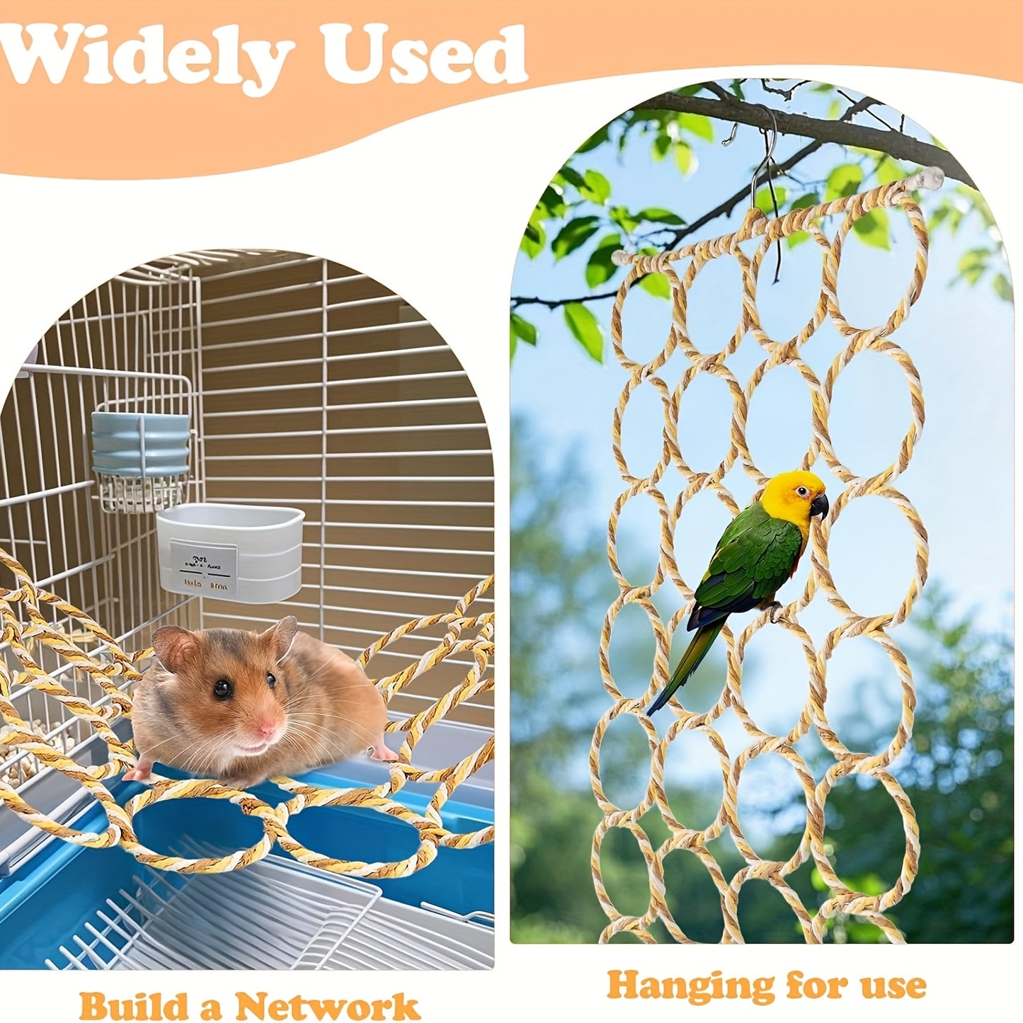 Bird Climbing Rope Net Toy For Cage And Perch Swing