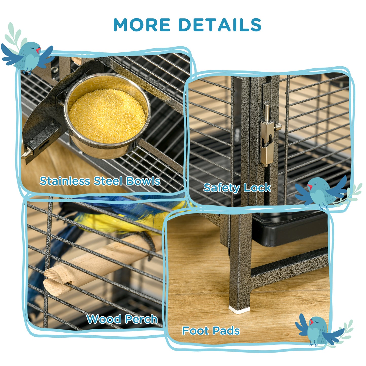 PawHut 18 Inch Heavy Duty Wrought Iron Bird Cage Carrier
