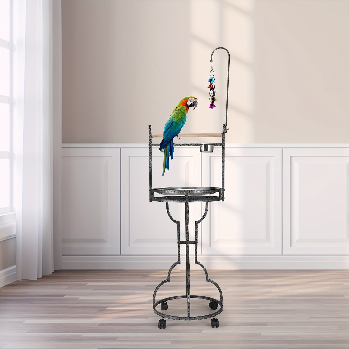 Iron Bird Stand With Toy Hook Parrot Perch Heavyduty