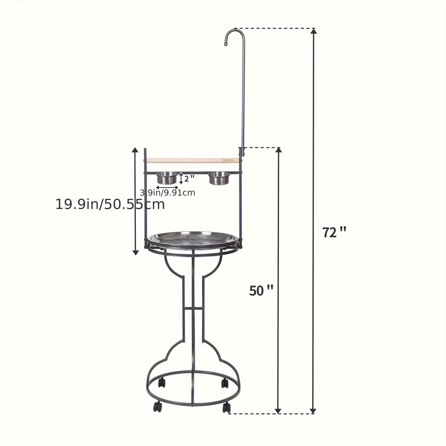 Iron Bird Stand With Toy Hook Parrot Perch Heavyduty