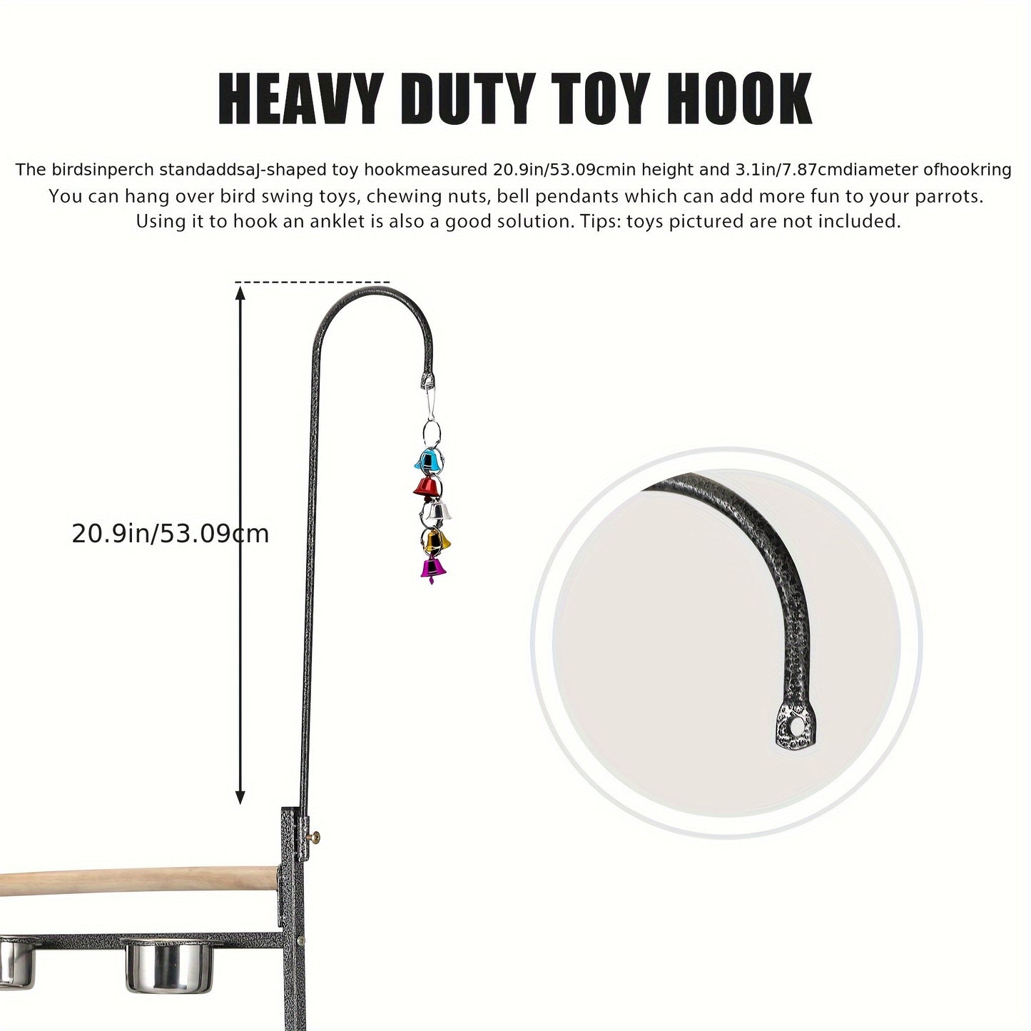 Iron Bird Stand With Toy Hook Parrot Perch Heavyduty