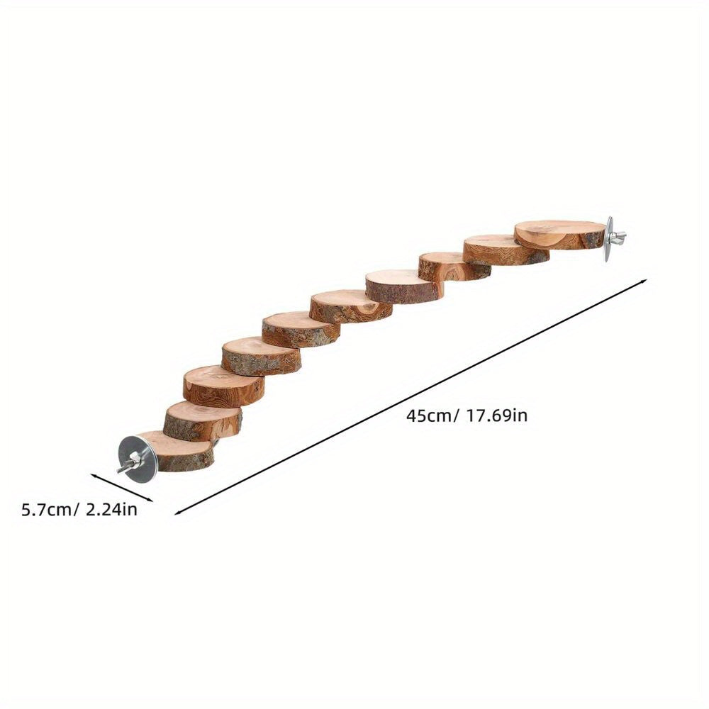 Natural Wood Parrot Ladder Toy for Small Birds Safe P