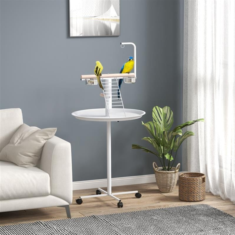 Bird Stand with Feeding Cups and Ladder for Parrots